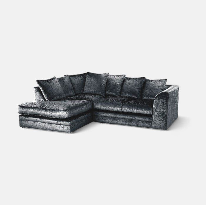 Crystal Crushed Velvet 4 Seater Corner Sofa