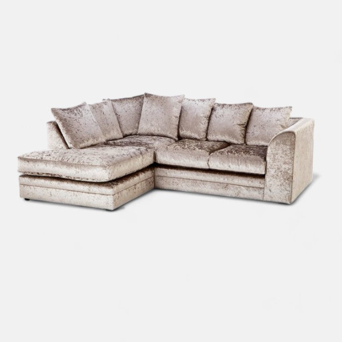 Crystal Crushed Velvet 4 Seater Corner Sofa