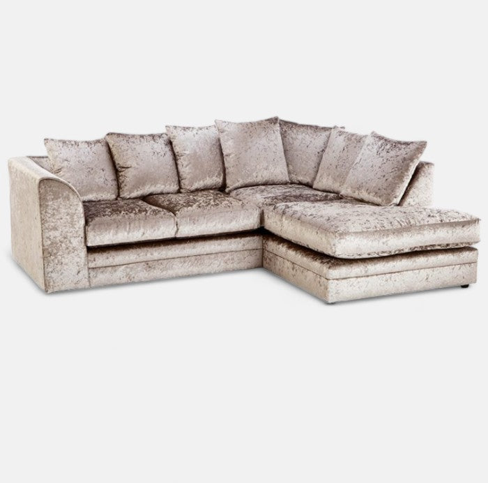 Crystal Crushed Velvet 4 Seater Corner Sofa