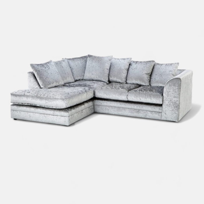 Crystal Crushed Velvet 4 Seater Corner Sofa