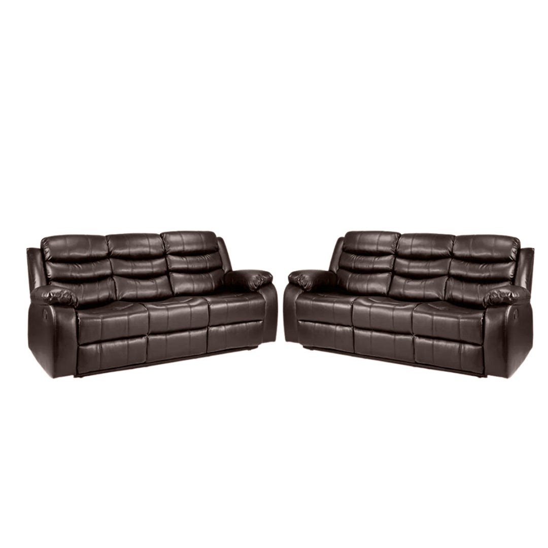 ROMA BLACK LEATHER 3+2+1 SOFA SET (Air Leather UKFR)