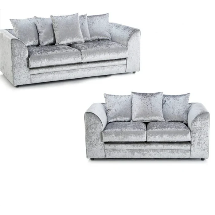 Crystal Crushed Velvet 2 + 3 Seater Sofa Set