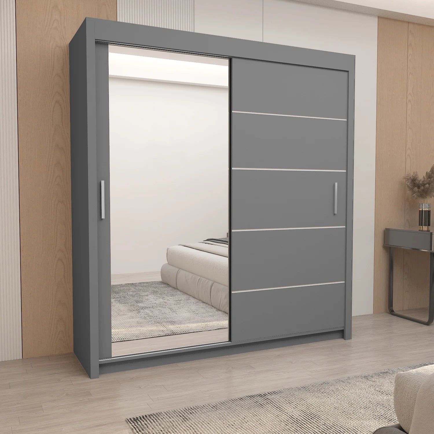 Lyon Mirrored Bedroom Sliding Door Wardrobe