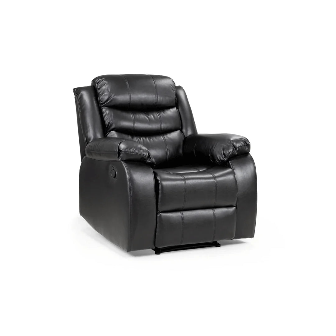 ROMA BLACK LEATHER 3+2+1 SOFA SET (Air Leather UKFR)