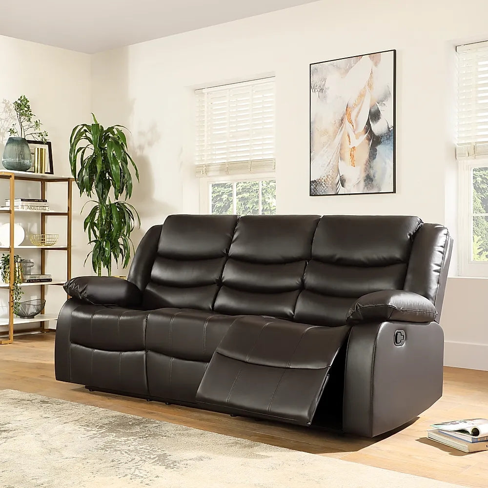 ROMA BLACK LEATHER 3+2+1 SOFA SET (Air Leather UKFR)