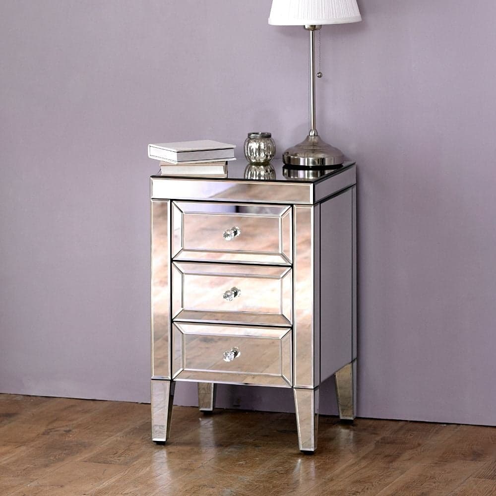 Valencia Mirrored 3 Drawer Bedside Table